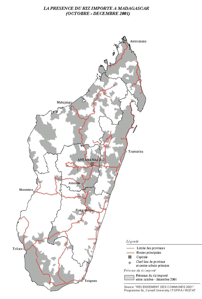 image map - LA PRESENCE DU RIZ IMPORTE A MADAGASCAR