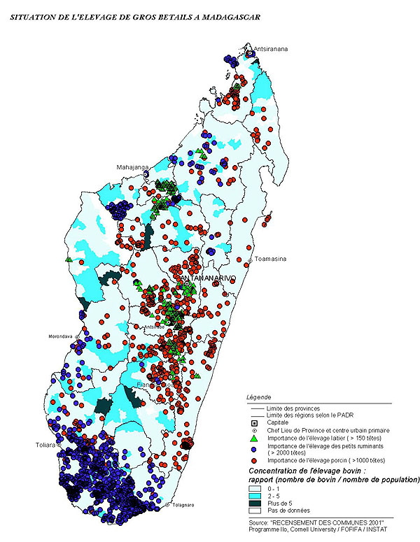 map image - SITUATION DE L'ELEVAGE DE GROS BETAILS A MADAGASCAR