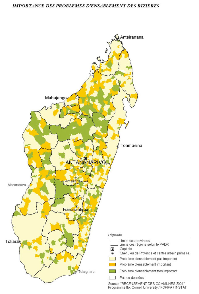 map image - IMPORTANCE DES PROBLEMES D’ENSABLEMENT DES RIZIERES