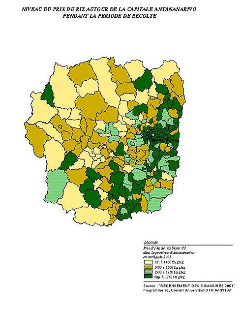 map image - NIVEAU DE PRIX DU RIZ AUTOUR DE LA CAPITALE ANTANANARIVO