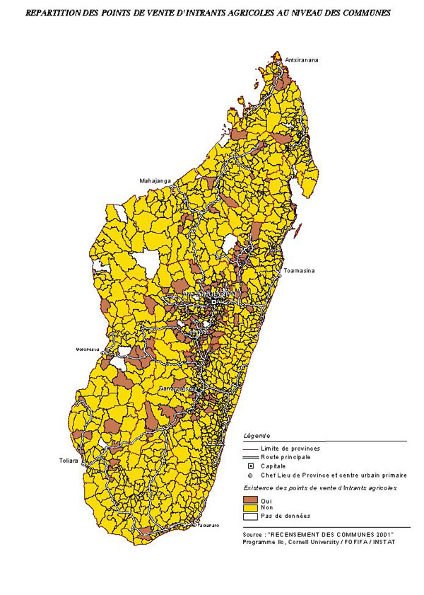 map image - REPARTITION DES POINTS DE VENTE D’INTRANTS AGRICOLES